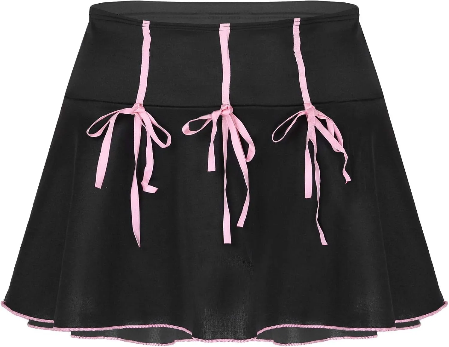 Women's Pleated Mini Skirts High Waist Casual Short Skirts Bowknot Harajuku Goth Skirt