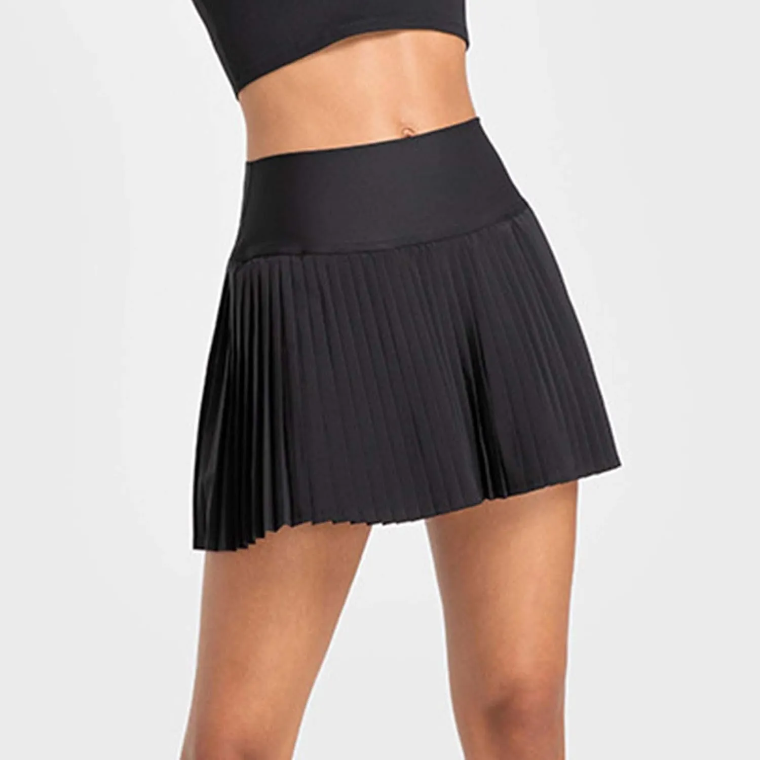 Womens Pleated Tennis Skirt Built in Shorts High Waisted Elastic Skirt Golf Athletic Activewear Skorts with Pockets