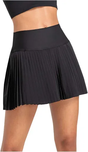 Womens Pleated Tennis Skirt Built in Shorts High Waisted Elastic Skirt Golf Athletic Activewear Skorts with Pockets