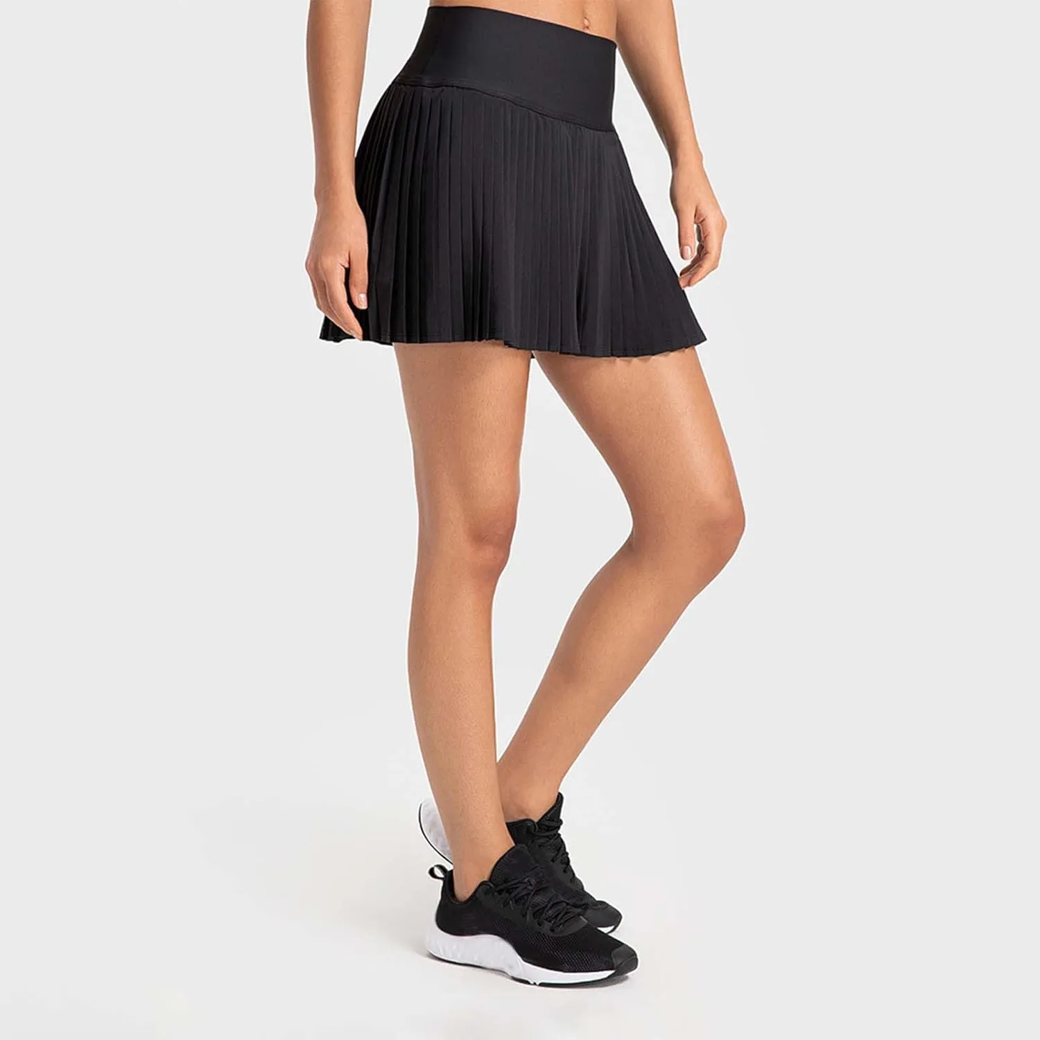 Womens Pleated Tennis Skirt Built in Shorts High Waisted Elastic Skirt Golf Athletic Activewear Skorts with Pockets