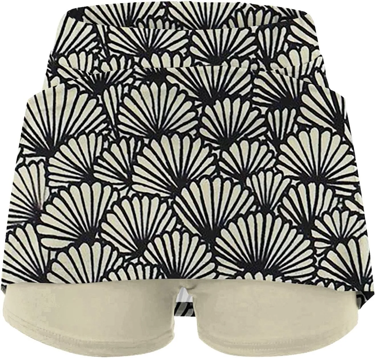 Womens Pleated Tennis Skirts Floral Printed Style Summer Casual Skinny Pants Mid Waisted Skirt with Shorts Underneath