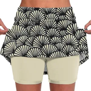 Womens Pleated Tennis Skirts Floral Printed Style Summer Casual Skinny Pants Mid Waisted Skirt with Shorts Underneath
