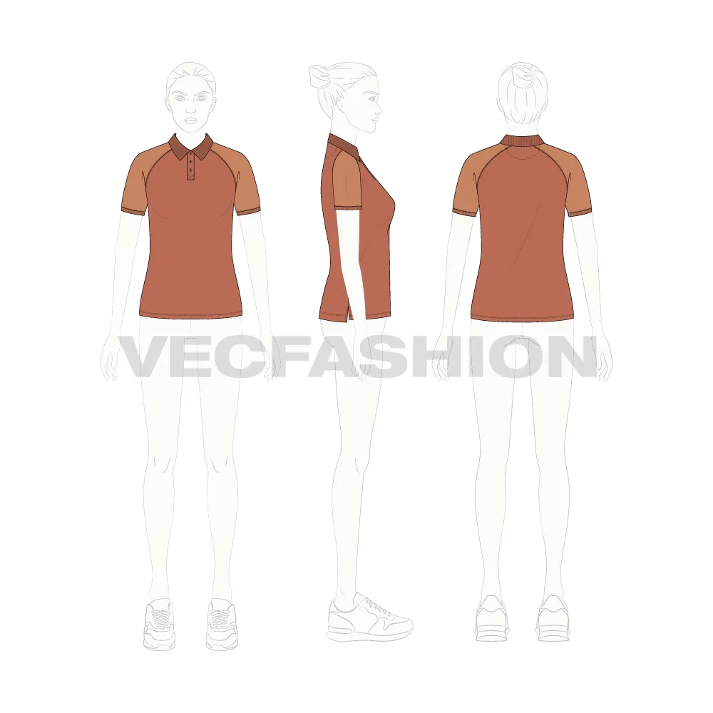 Women's Polo Shirt with Raglan Sleeve