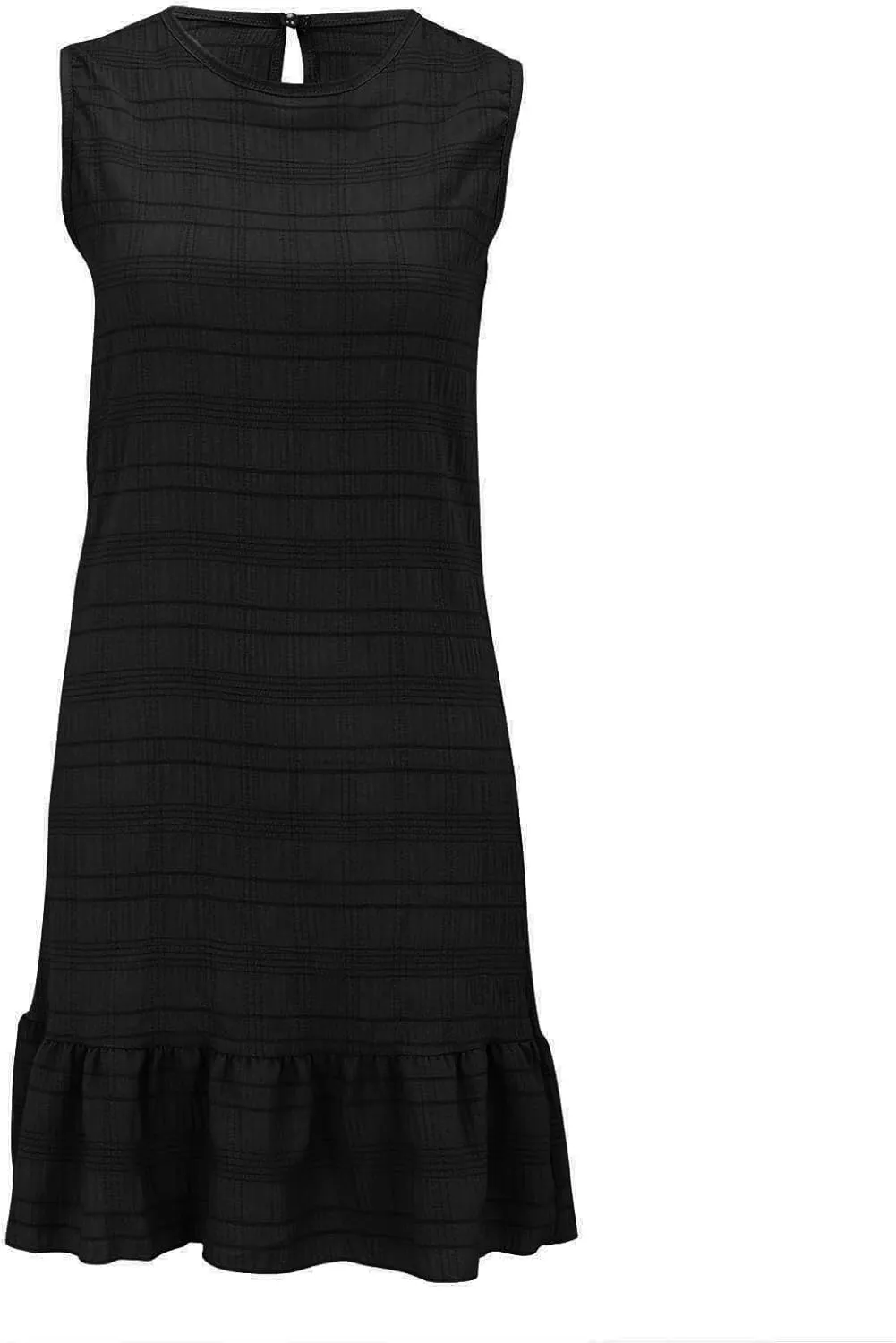 Women's Ruffle Sleeveless Tank Dress Round Neck Casual Smock Summer Dresses Studio Apparel Dress
