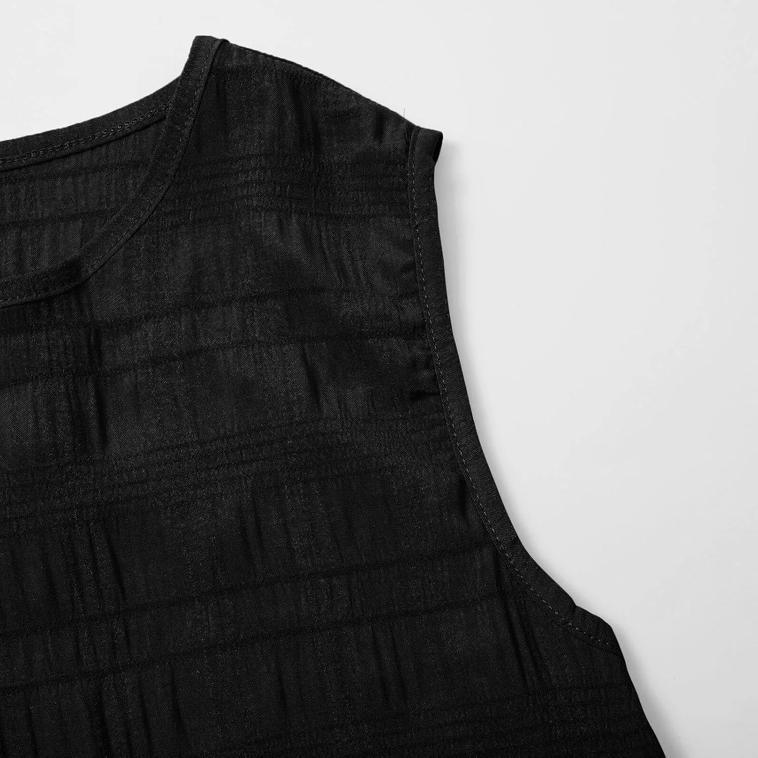 Women's Ruffle Sleeveless Tank Dress Round Neck Casual Smock Summer Dresses Studio Apparel Dress