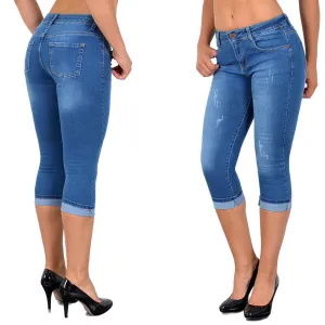 Women’s Slim Fit Distressed Denim Capris