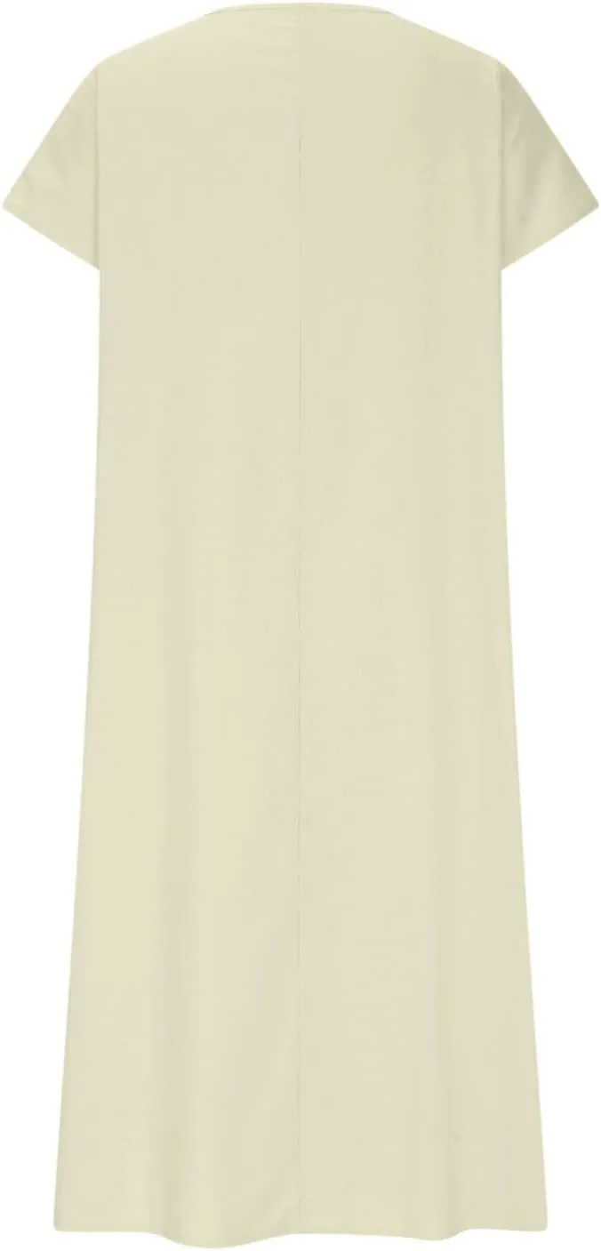 Womens Solid Color Pocket Maxi Dresses Square Neck Comfy Lightweight Sundress Flowy Boho Elegant Summer Dress for Ladies