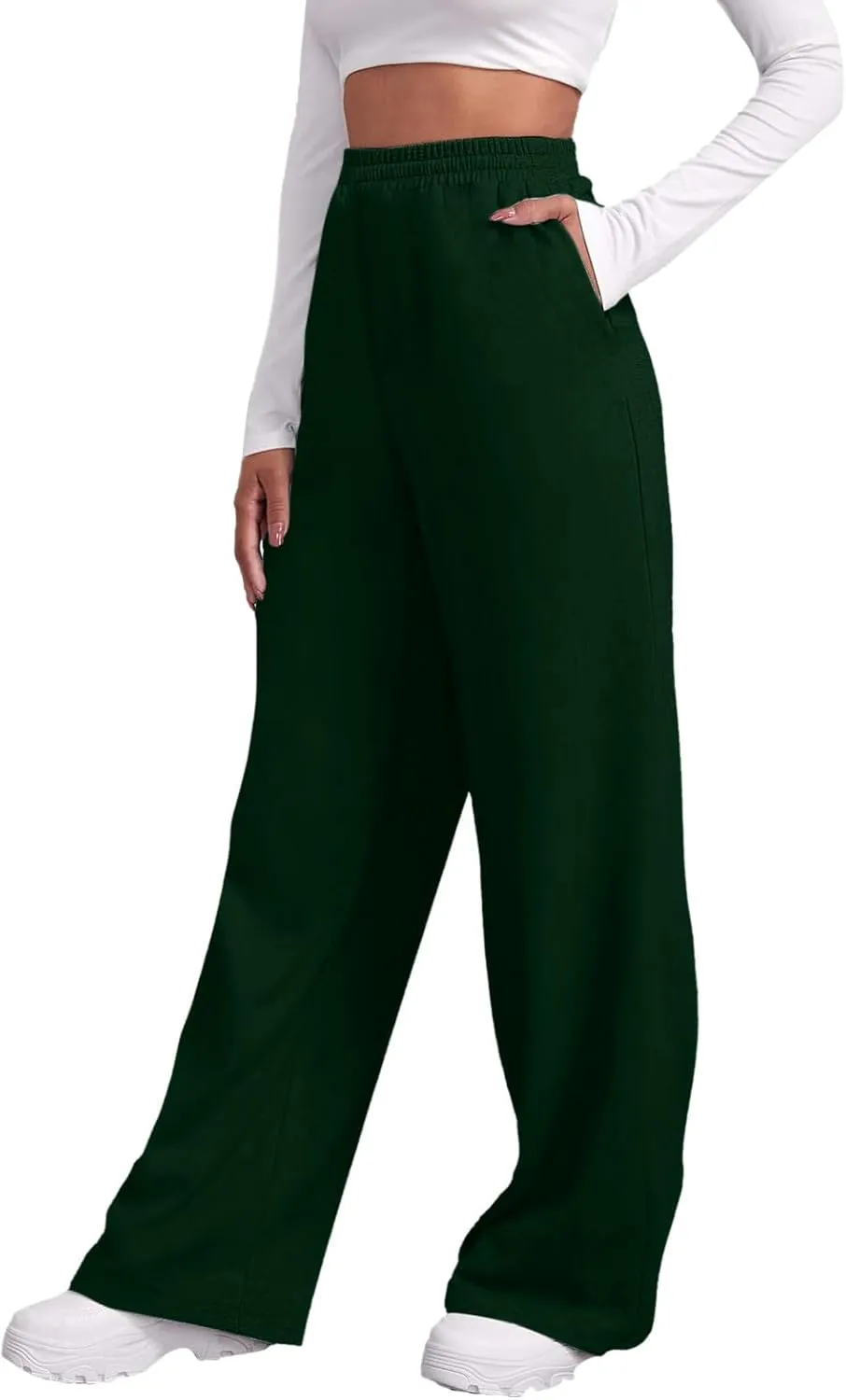 Womens Straight Leg Sweatpants Fleece Lined Wide Leg Pants Leisure Fall Outfits Sweatpants Baggy Joggers Pants