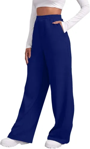 Womens Straight Leg Sweatpants Winter Warm Fleece Lined Sweatpants Wide Leg Baggy Lounge Pants Athletic Joggers Pants