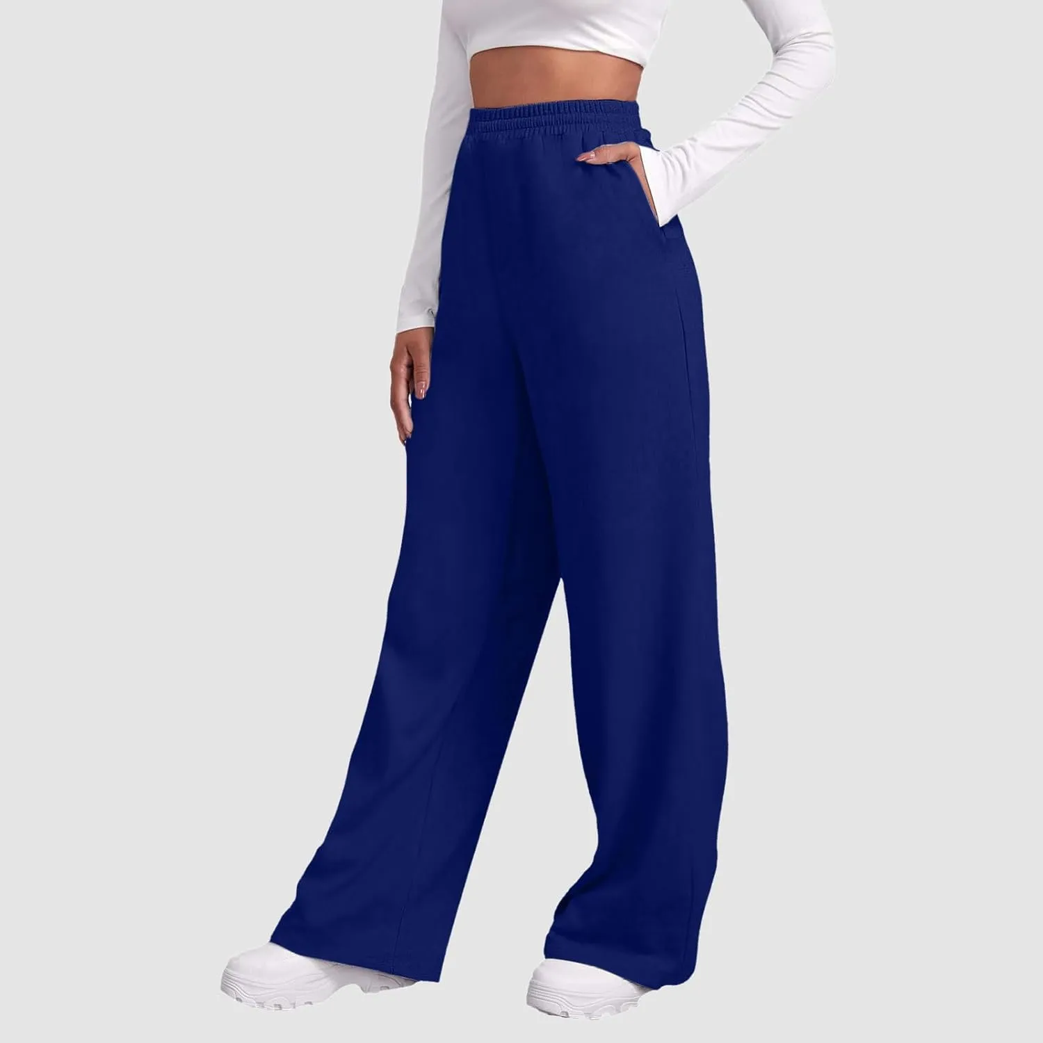 Womens Straight Leg Sweatpants Winter Warm Fleece Lined Sweatpants Wide Leg Baggy Lounge Pants Athletic Joggers Pants