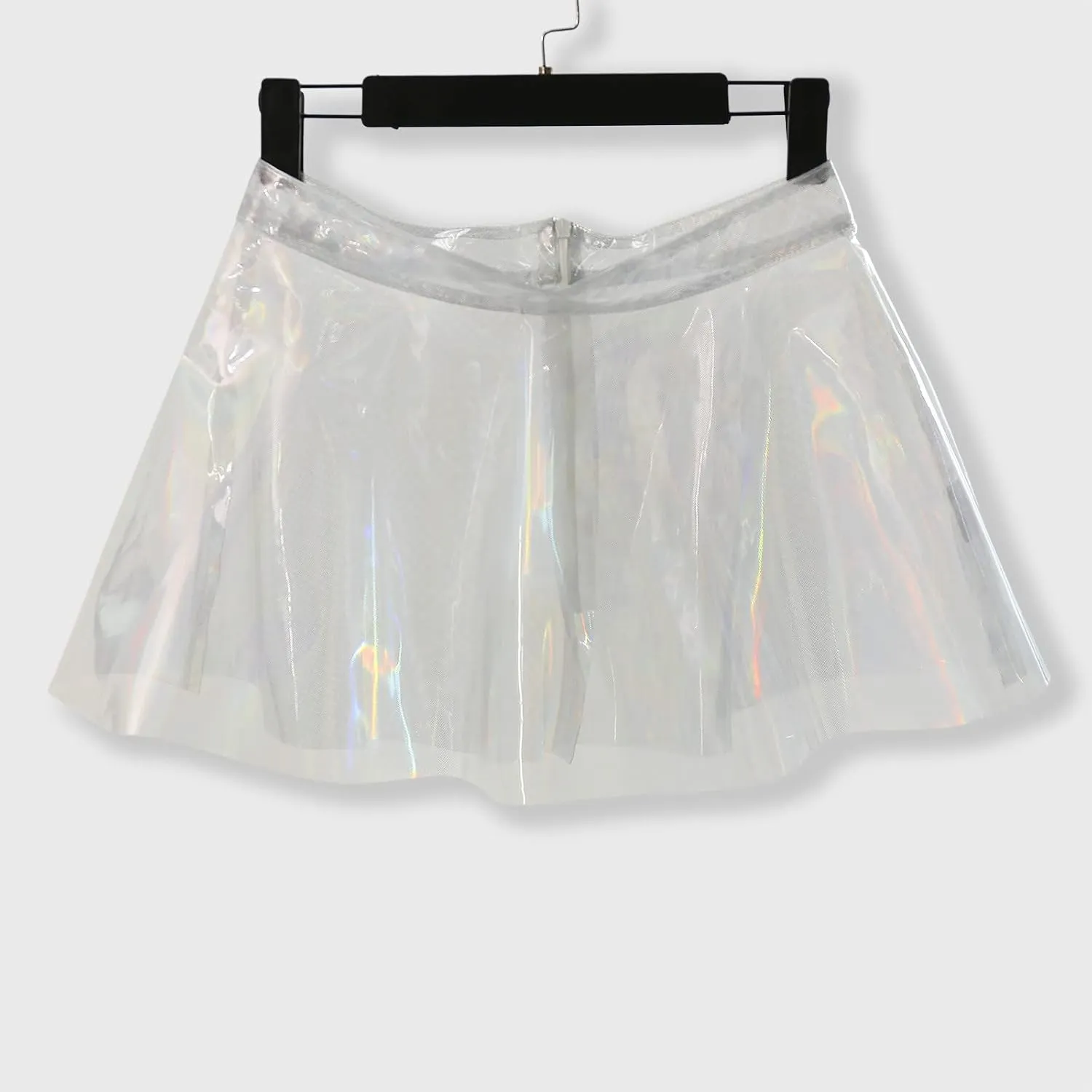 Women's Summer Cute High Waist Skirt Women's Fashion Skirts Flared Pleated Skirts Shiny See Through High Waist