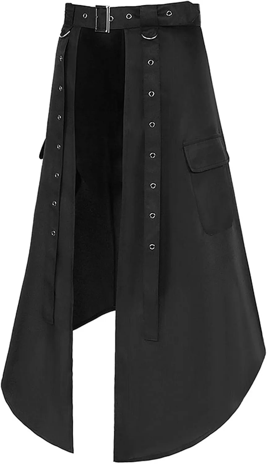Women's Summer Cute High Waist Skirt Womens Goth Skirts High Waist Punk Gothic Mini Pleated Skirts Self Belted