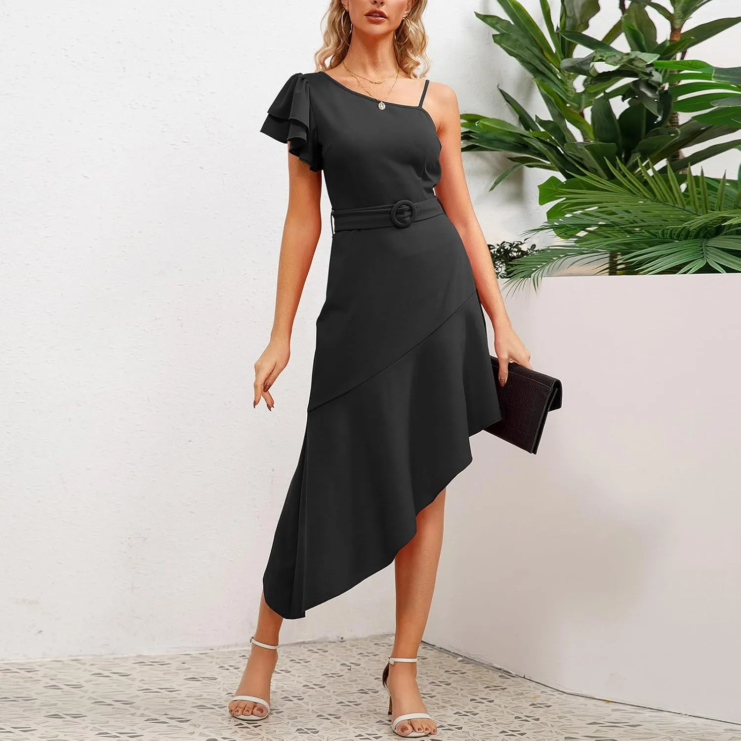 Women's Summer Dresses 2025 Fashion Dress V-Neck Ruffle Slim Temperament Dresses Boho, S-2XL