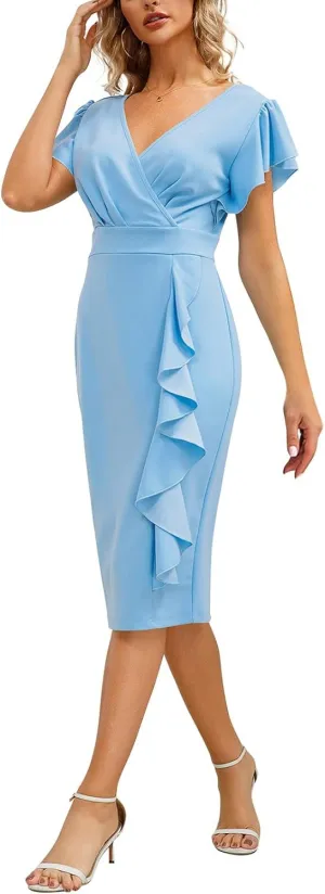 Women's Summer Dresses 2025 Fashion Dress V-Neck Ruffle Slim Temperament Dresses Boho, S-2XL