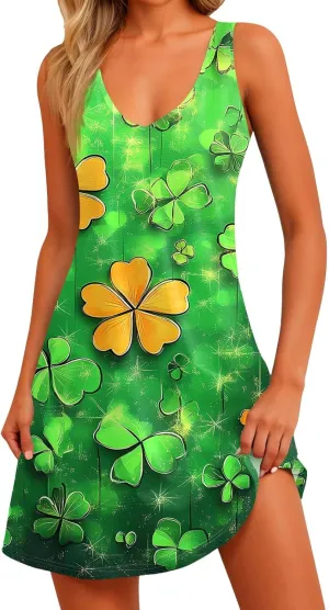 Womens Summer Dresses Sleeveless Beach Dress with Pocket Casual Vacation Swimsuit Coverup Printed 2025 Sundress