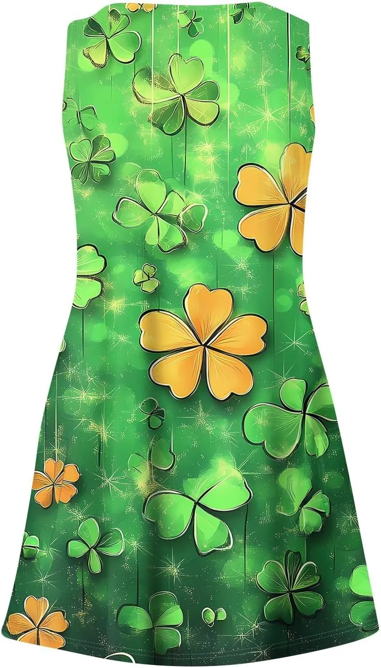 Womens Summer Dresses Sleeveless Beach Dress with Pocket Casual Vacation Swimsuit Coverup Printed 2025 Sundress