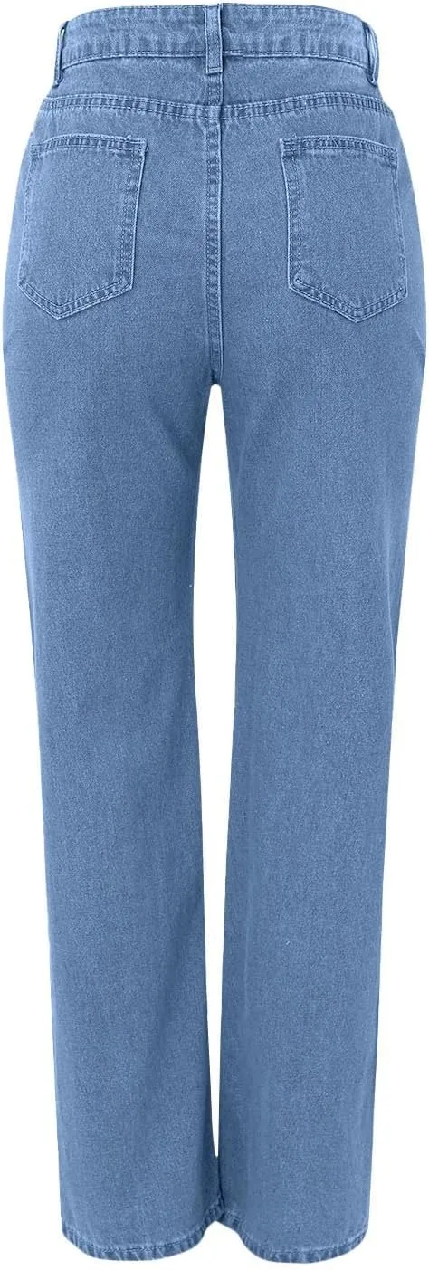 Womens Sweatpant Jeans Soft High Waisted Sweatpant That Look Like Jeans Plus Size Boyfriend Pants with Pockets