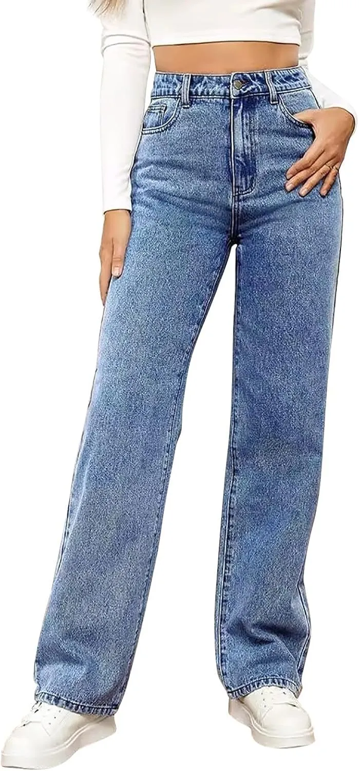 Womens Sweatpant Jeans Soft High Waisted Sweatpant That Look Like Jeans Plus Size Boyfriend Pants with Pockets