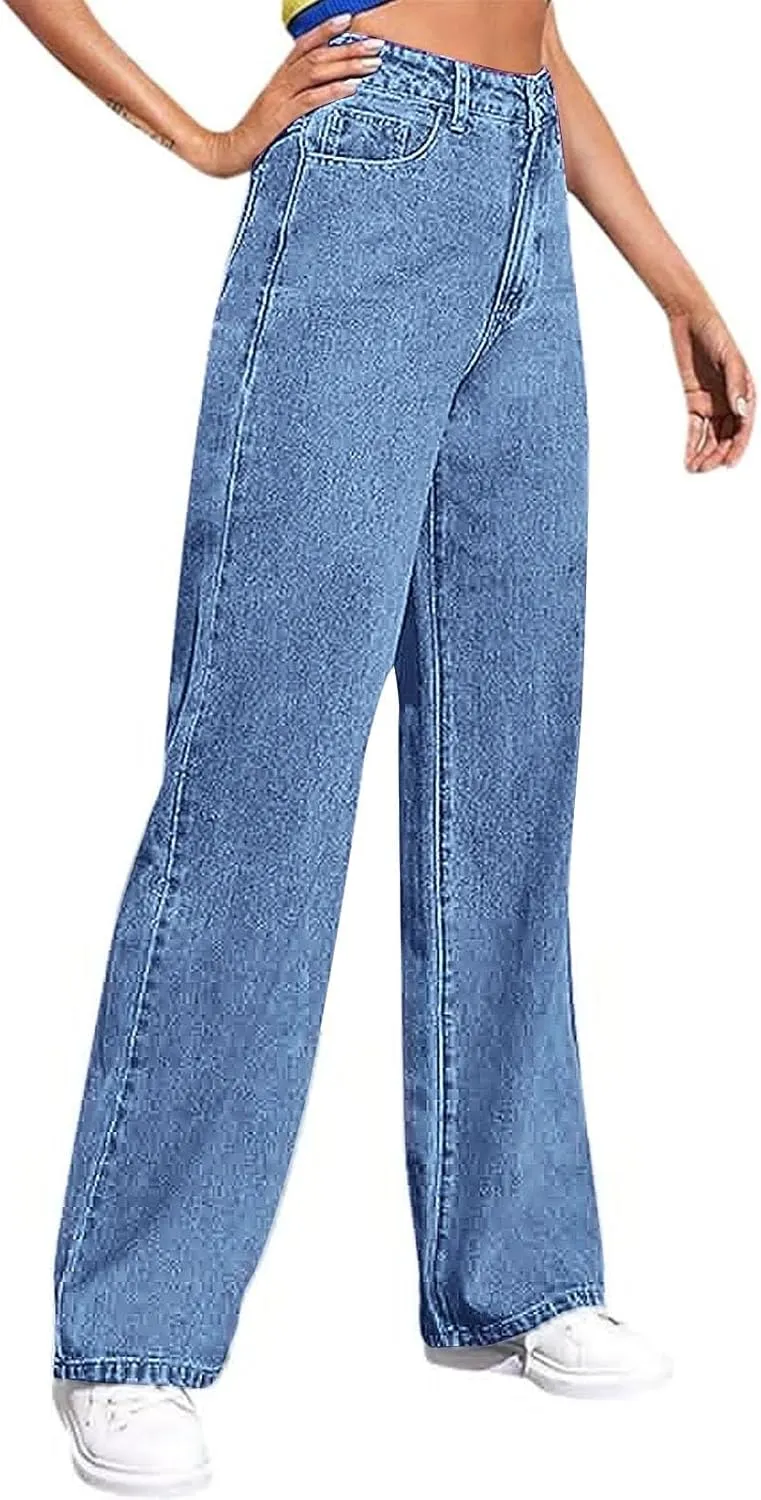 Womens Sweatpant Jeans Soft High Waisted Sweatpant That Look Like Jeans Plus Size Boyfriend Pants with Pockets