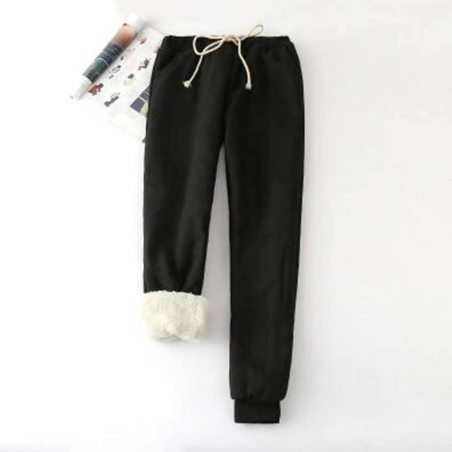 Womens Sweatpants Fleece Sherpa Lined Sweatpants with Pocket Thermal Leggings Winter Warm Sherpa Lined Joggers