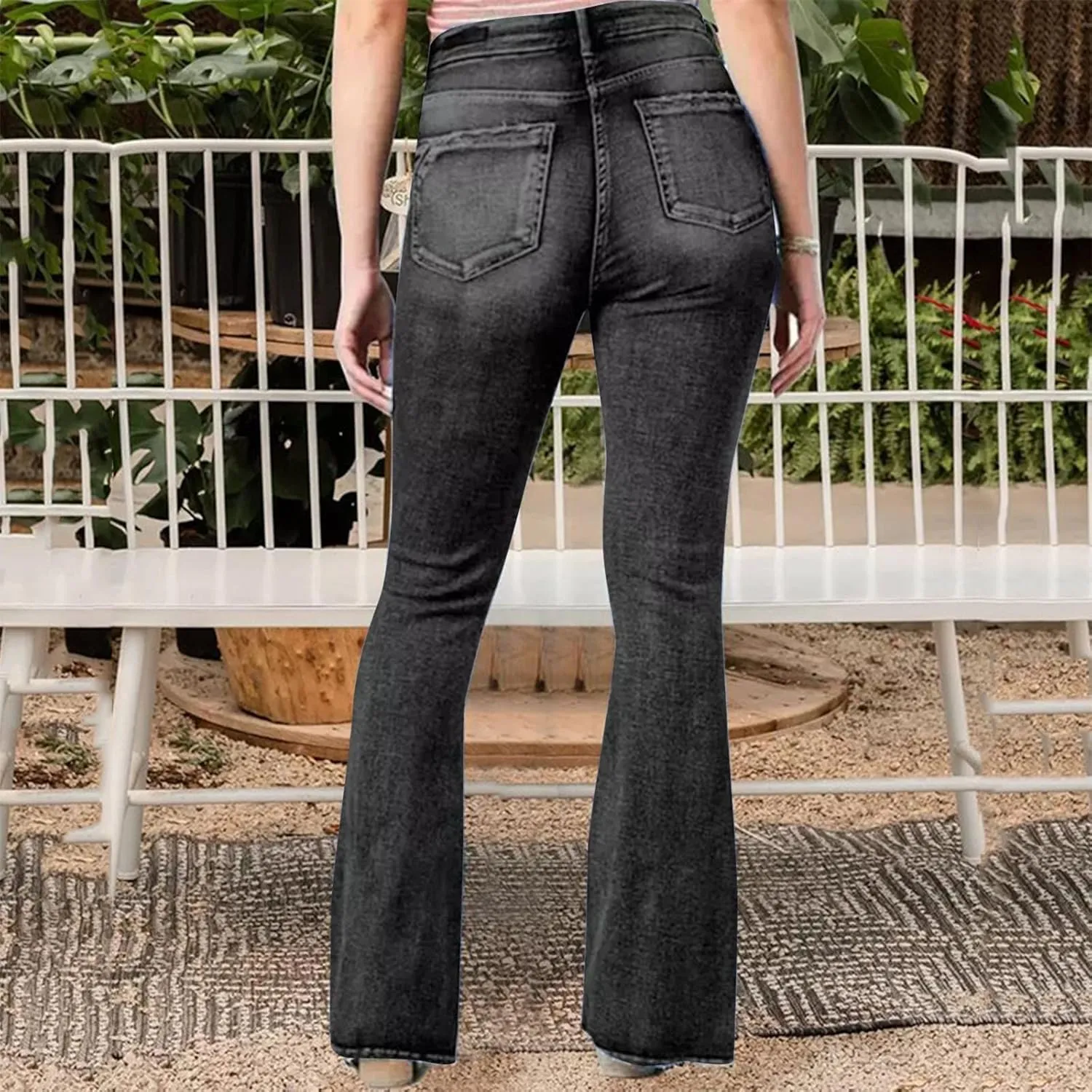 Women's Vintage Flare Jeans High Waist Stretch Denim Bell Bottoms Jeans Retro Bell-Bottomed Pants Plus Size