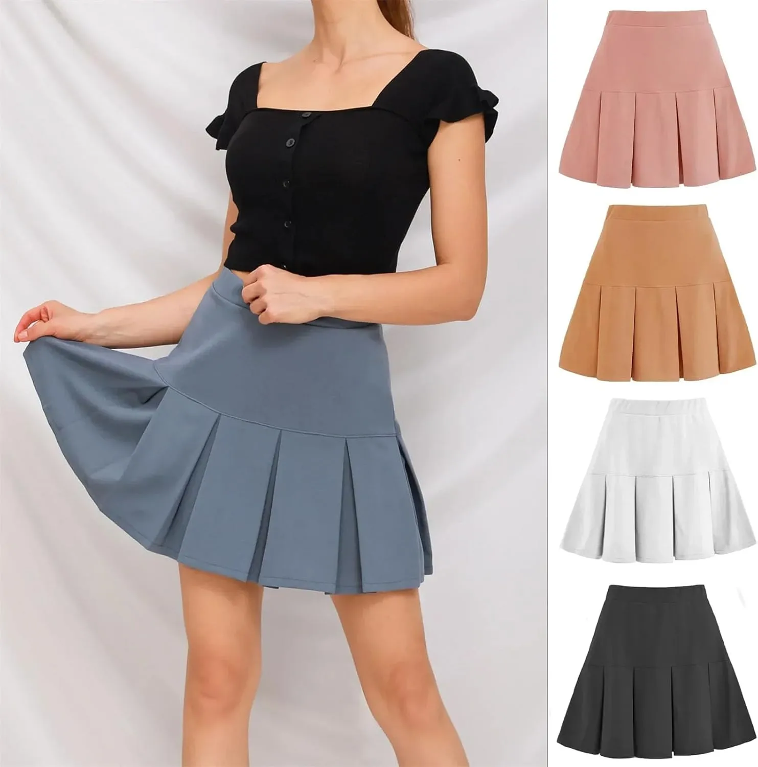 Women's Vintage Pleated Skirts for Women High Waist Casual Mini Skirt Sexy Athletic Skirts