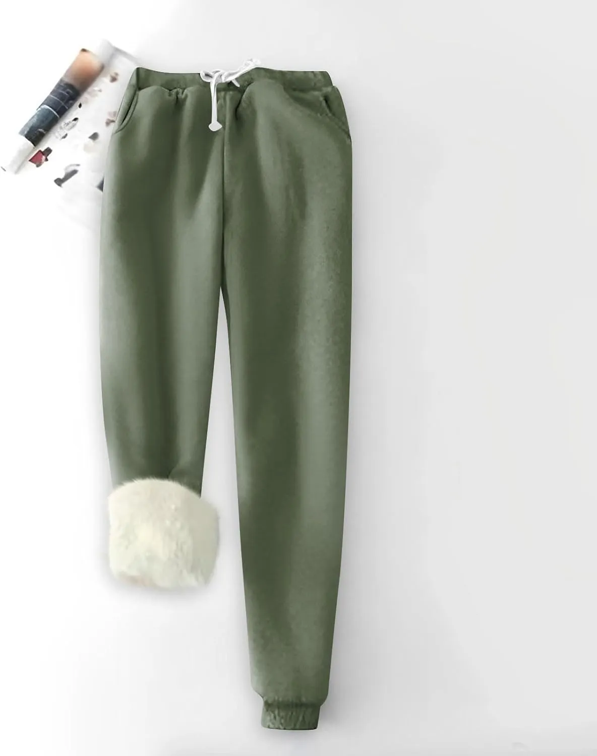 Women's Warm Sherpa Lined Athletic Sweatpants Winter Baggy Jogger Fleece Pants with Pockets