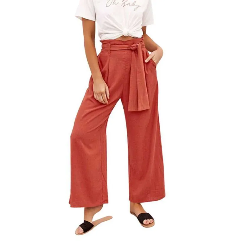Women’s Wide Leg Cropped Pants with Pockets
