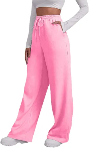 Women's Wide Leg Sweatpants Fleece Lined Pants Baggy Straight Leg Lounge Pants Fall Outfits Athletic Joggers Pants