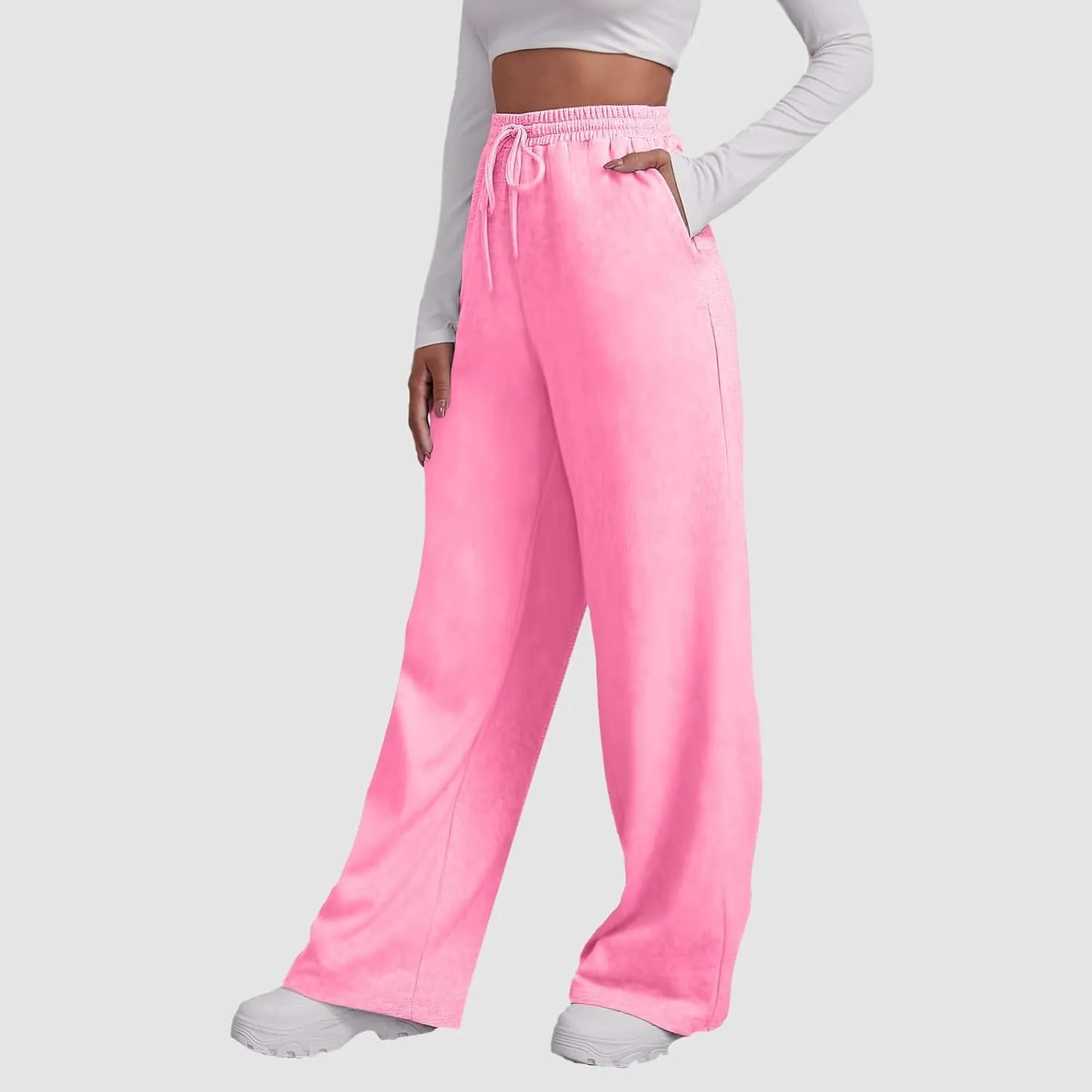 Women's Wide Leg Sweatpants Fleece Lined Pants Baggy Straight Leg Lounge Pants Fall Outfits Athletic Joggers Pants