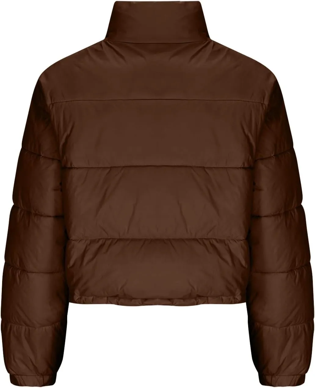 Womens Winter Long Sleeve Zip Up Puffer Jacket Stand Collar Baggy Fashion Warm Outerwear Drawstring Short Down Coats