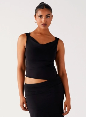 Ultraviolet Protection Finish Wonderlust Cowl Top - Black