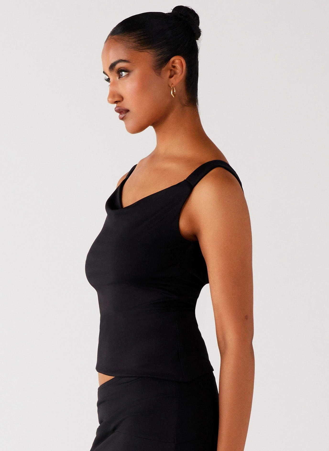 YarnDyeStripe Wonderlust Cowl Top - Black