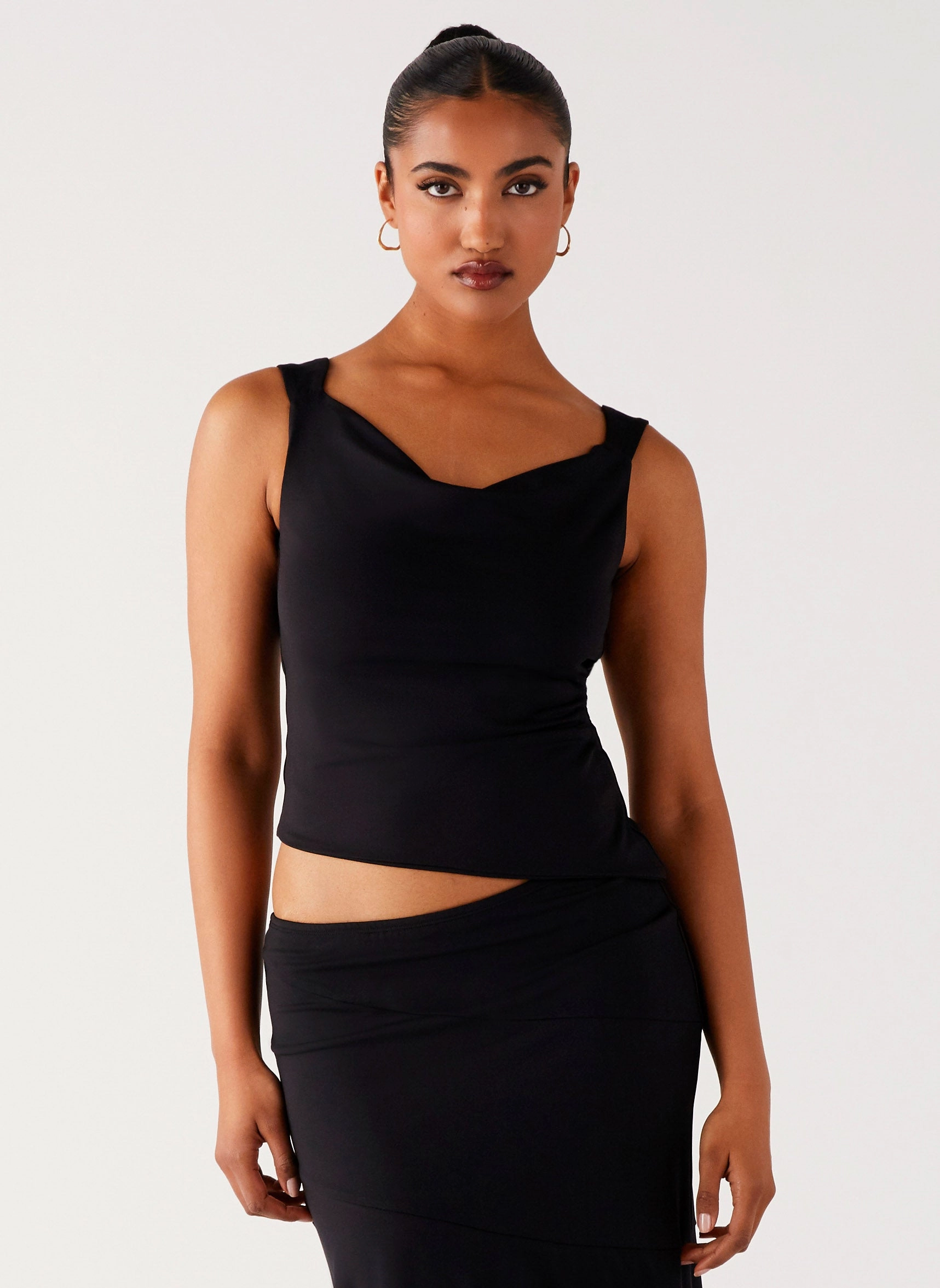 Ultraviolet Protection Finish Wonderlust Cowl Top - Black