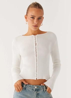 Multi Directional Mobility Wonderwall Lace Up Long Sleeve Top - White