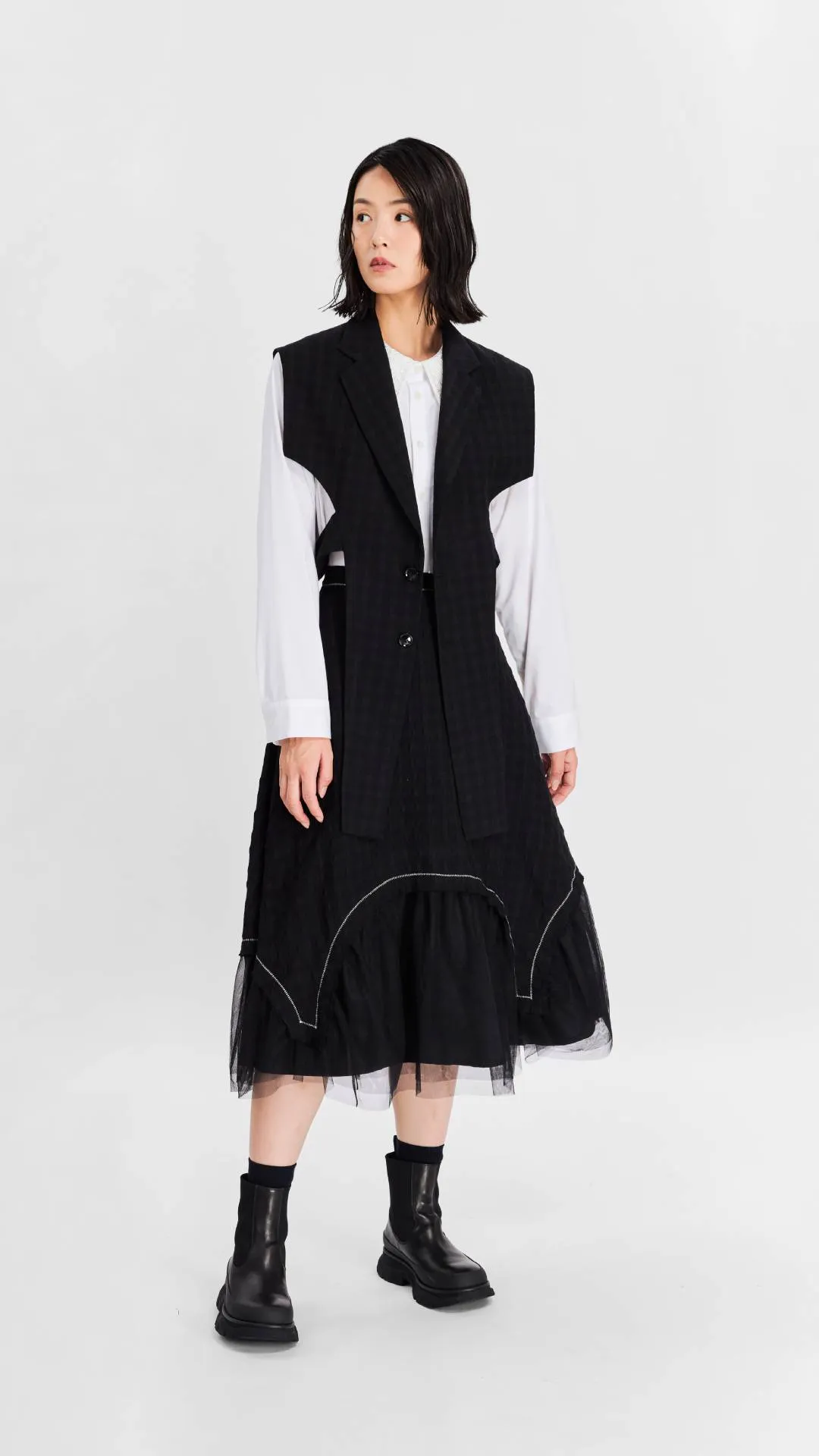 Wool Mesh A-Line Skirt