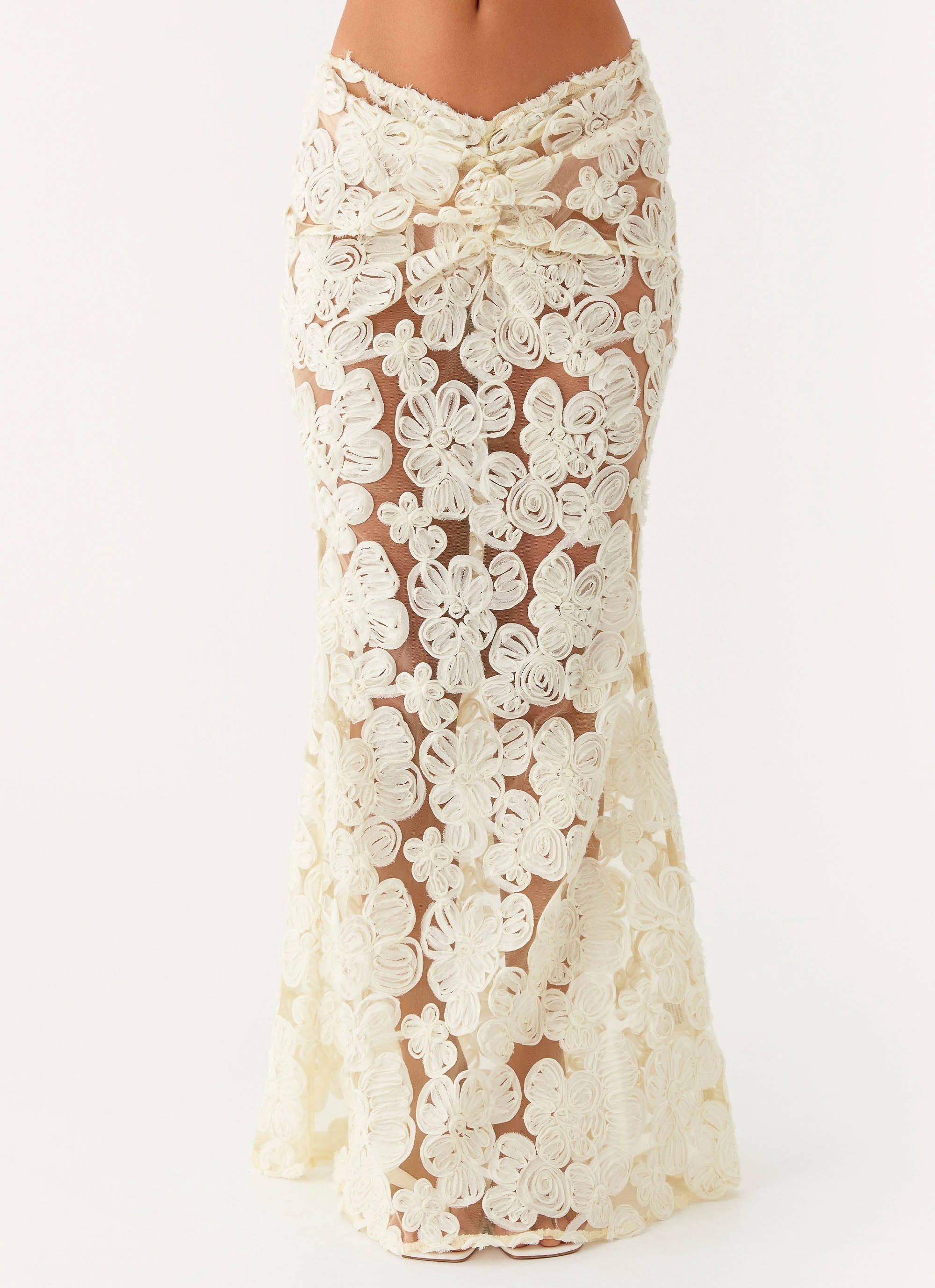 Fashion-Forward Comfy Look Fiorella Floret Maxi Skirt - Yellow