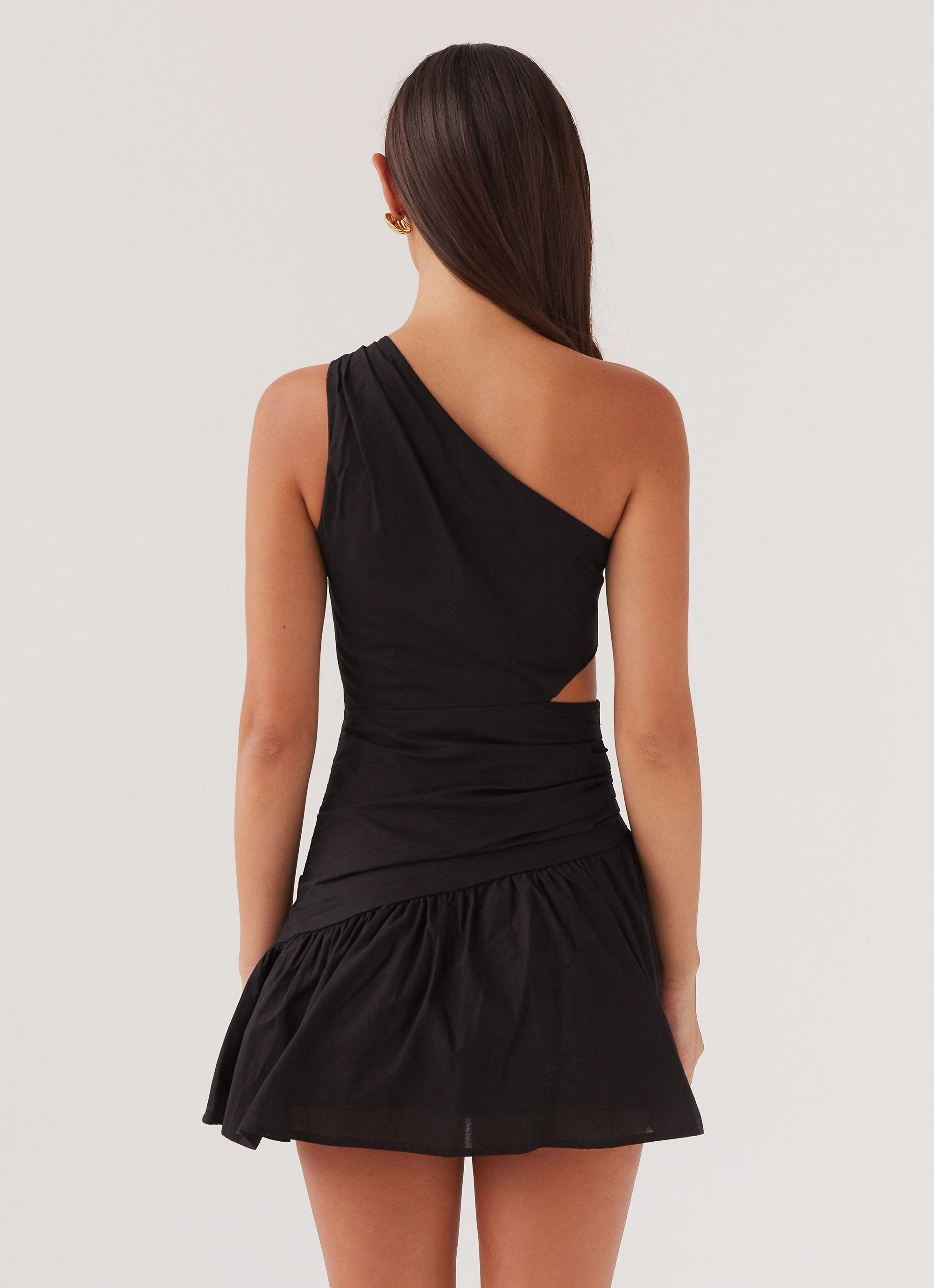 Contrast-Panel Pure Piece Sunkissed Hearts Linen Mini Dress - Black