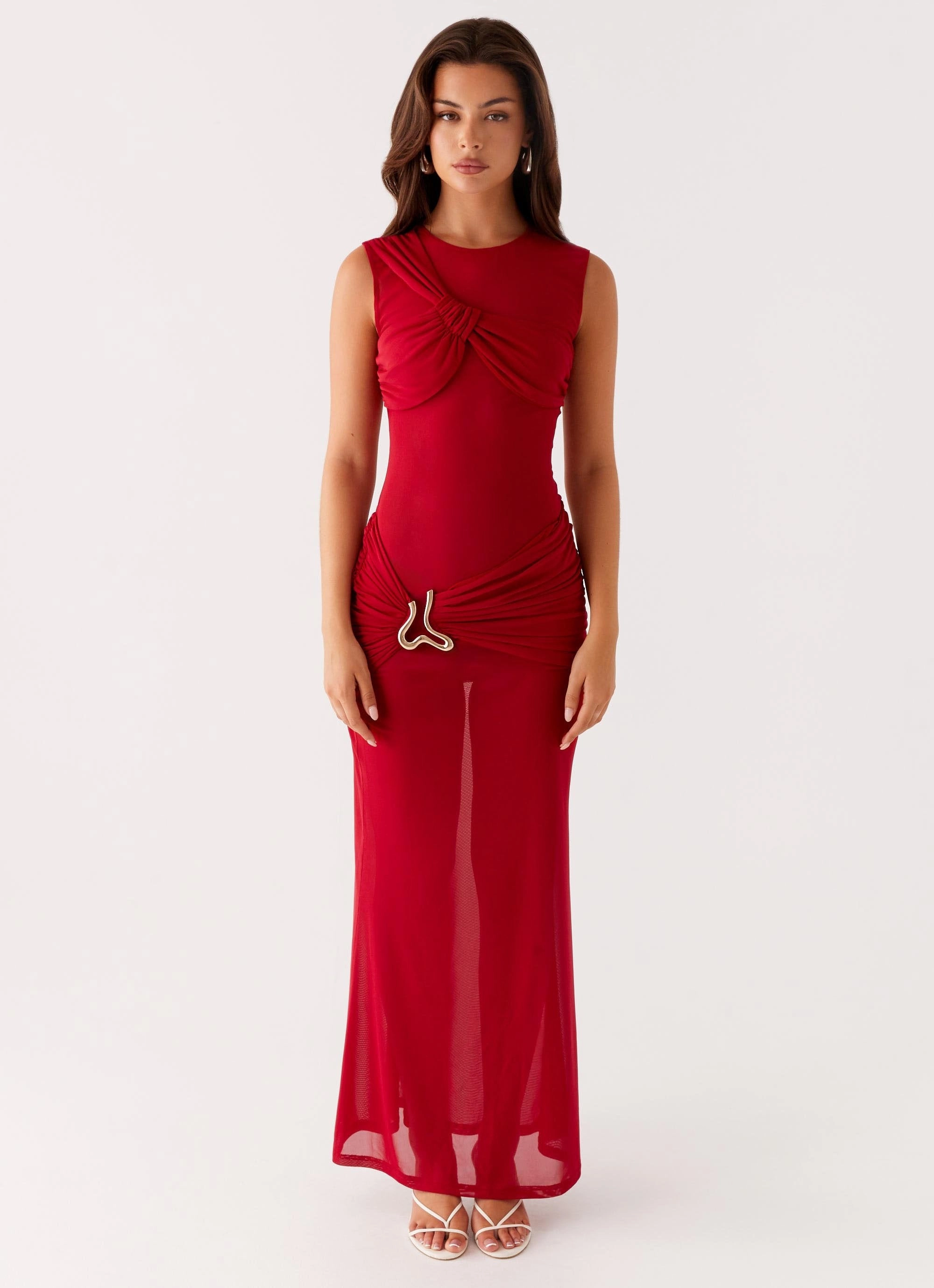 Worldwide Maxi Dress - Raspberry Floating Shape Workwear