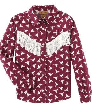 Wrangler Longhorn Print Fringe Shirt