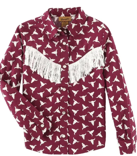 Wrangler Longhorn Print Fringe Shirt