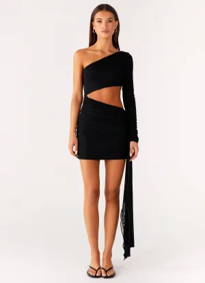 Wrapped Asymmetrical Mesh Dress - Black Timeless Design Bold Cut