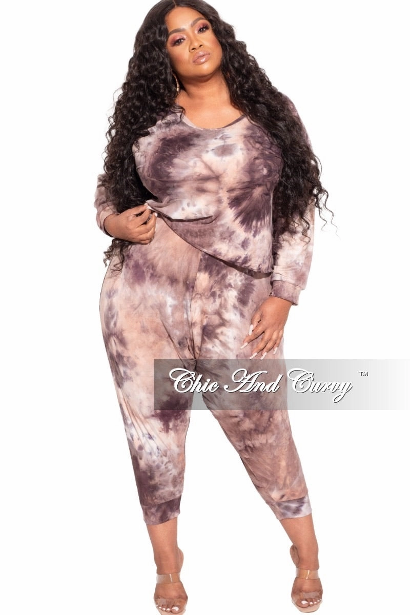 Final Sale Plus Size 2-Piece Harem Pants Set in Purple Tie Dye Odor Resistant Comfort-First