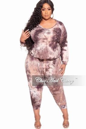 Final Sale Plus Size 2-Piece Harem Pants Set in Purple Tie Dye Core Utility Outdoor activities