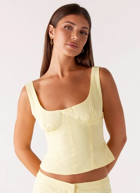 Coastline Bustier Top - Yellow MultiPanelConstruction Sporty Design