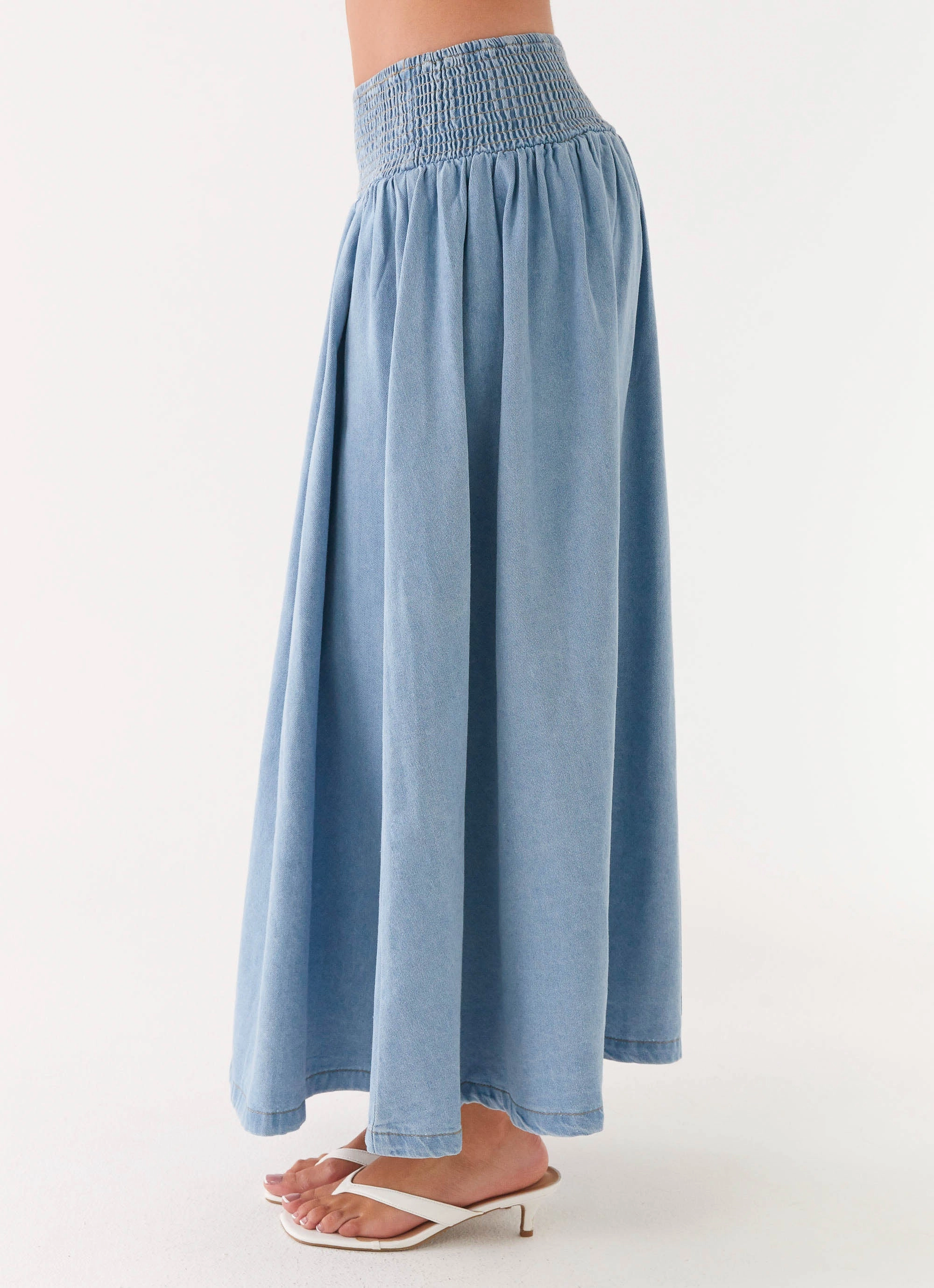 Heater Midi Skirt - Washed Blue Cozy Comfort AntiSlipGrip