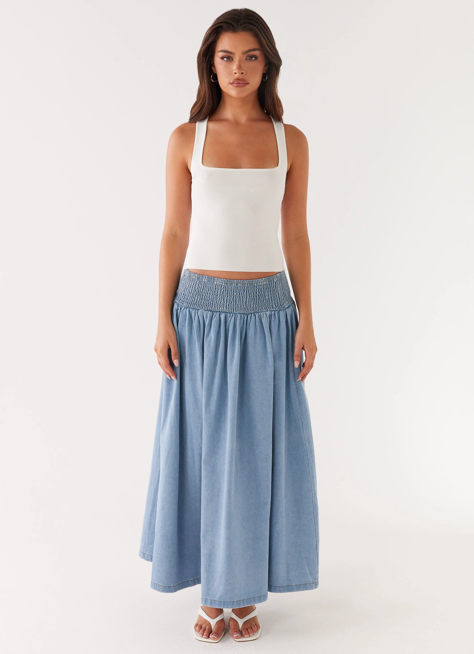 Heater Midi Skirt - Washed Blue Air Flow