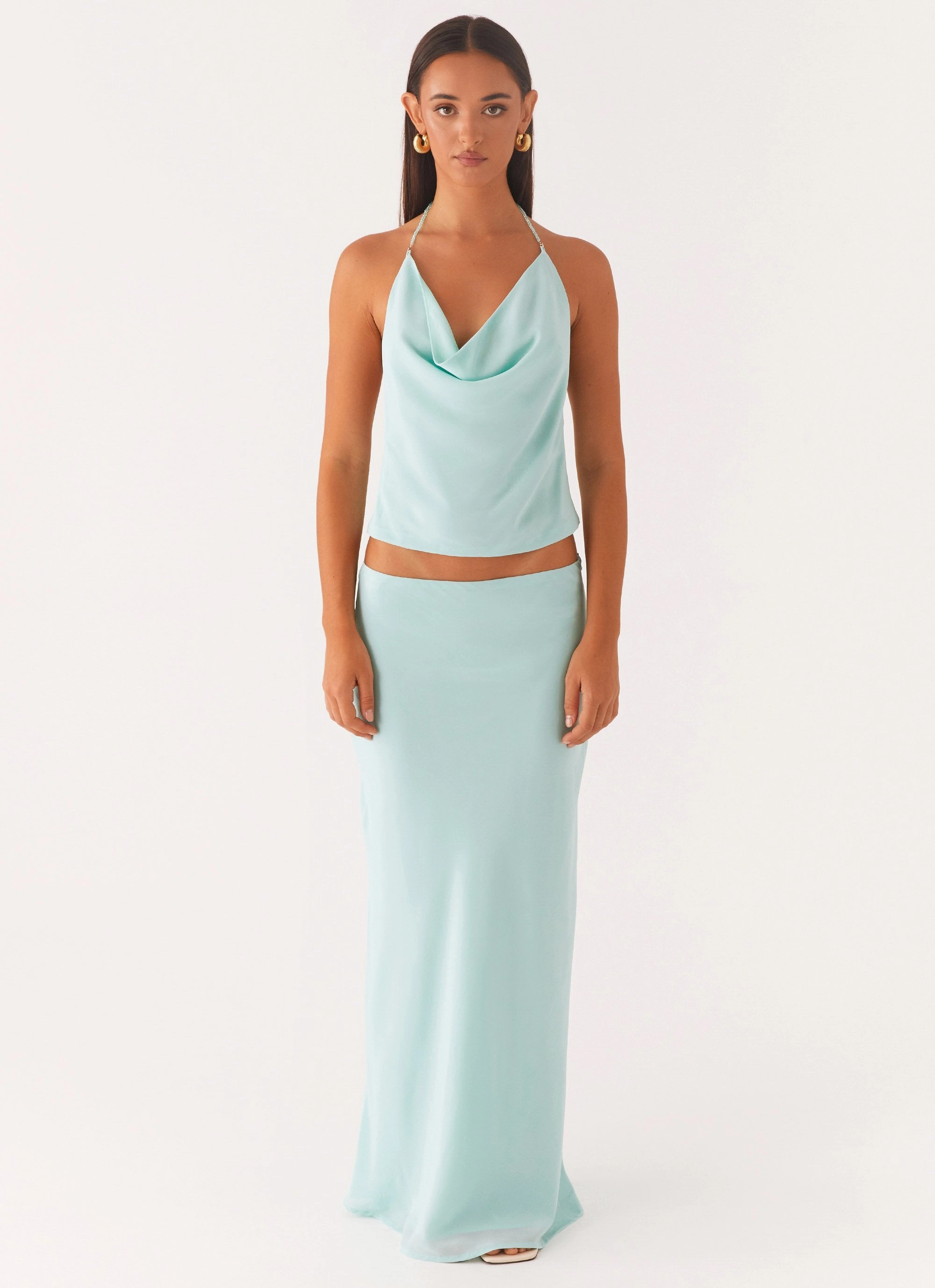 Another Life Halter Top - Pale Blue QuickRelease Chic Cardigan