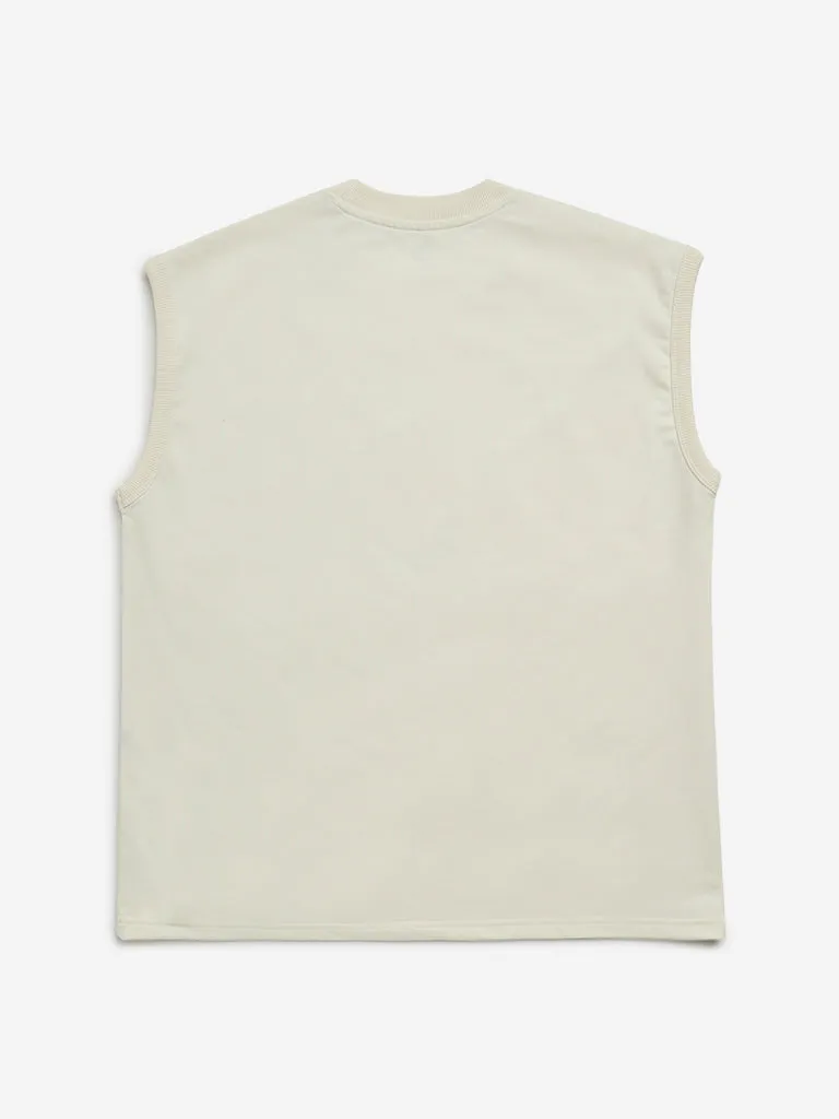 Y&F Kids Off-White Embroidered Cotton T-Shirt
