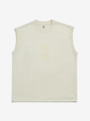 Y&F Kids Off-White Embroidered Cotton T-Shirt